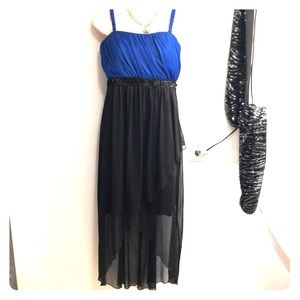 NWOT - Black and blue hi-lo formal dress